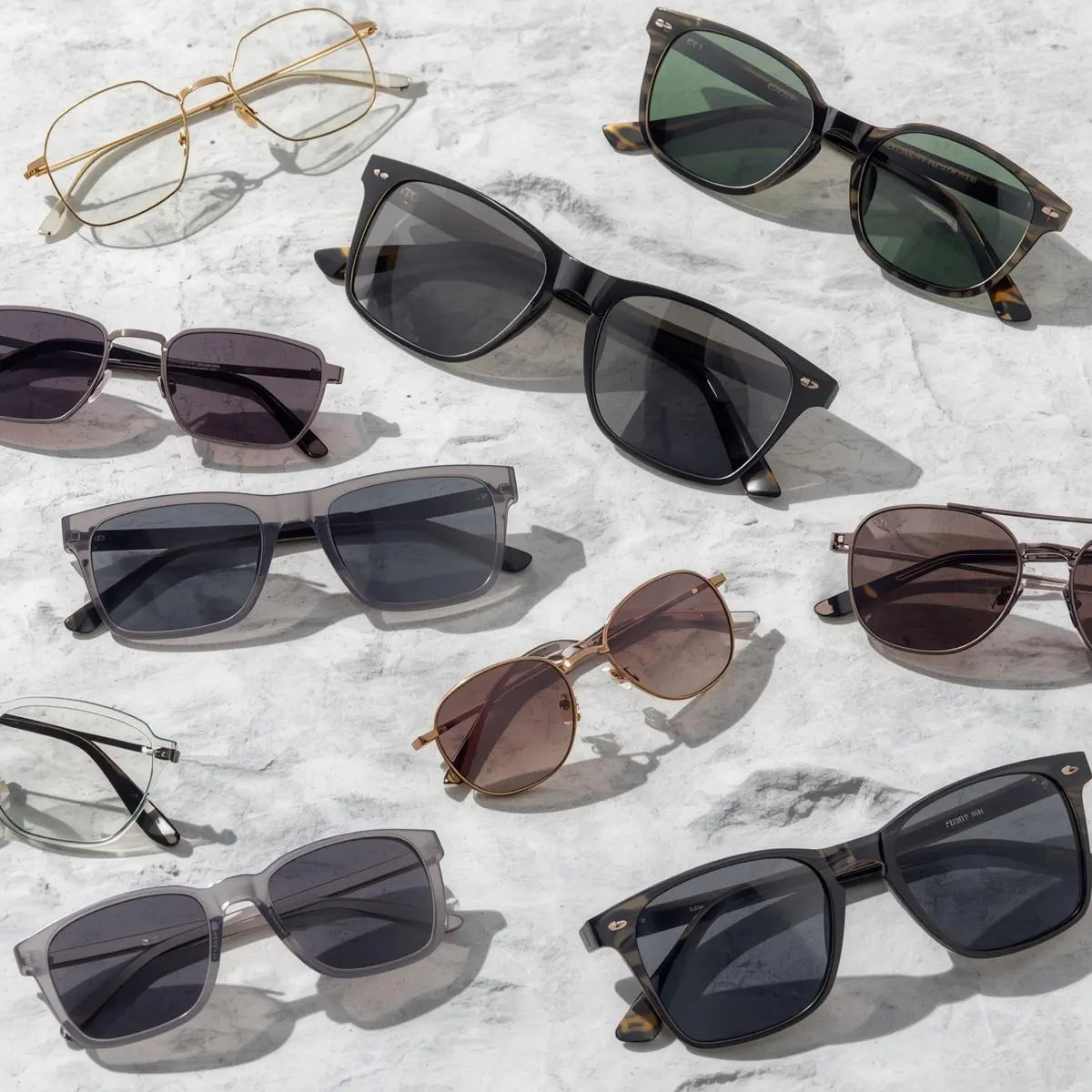 Polycarbonate polarized sunglasses — lightweight rimless and full rim square round and rectangle UV400 frames — FuzWeb