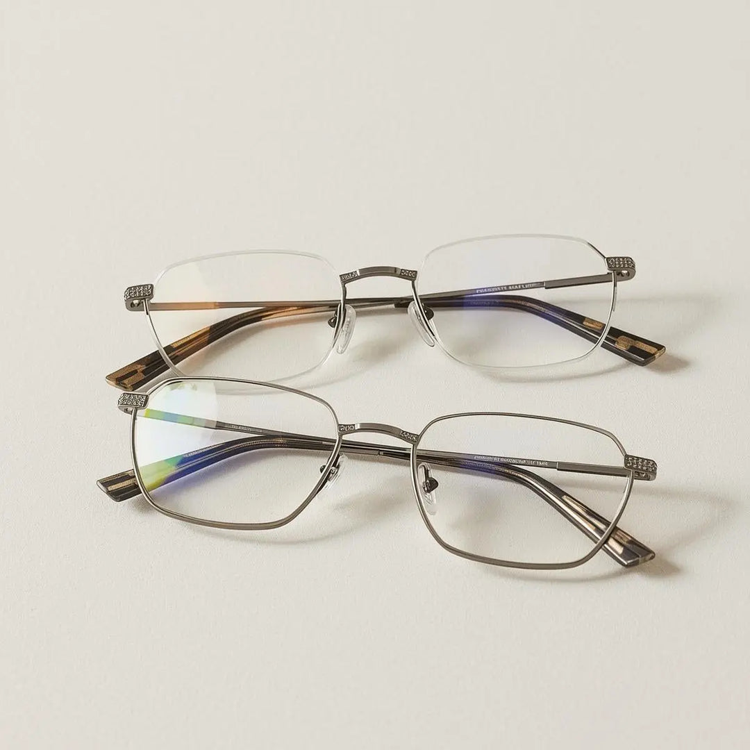 Rimless eyeglasses and sunglasses — titanium polarized UV400 round square oversized and rectangle lightweight frames — FuzWeb