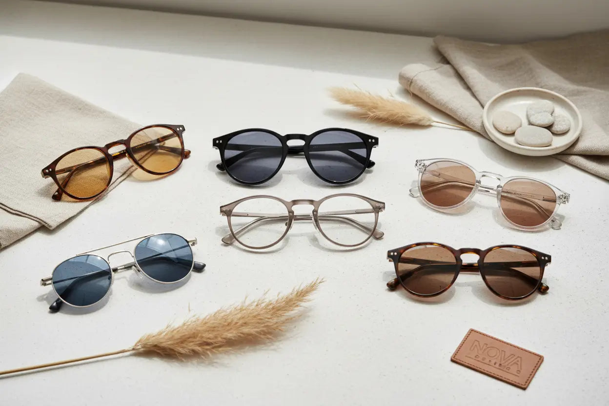 Round eyeglasses and sunglasses — titanium acetate alloy polarized full rim semi rim and steampunk frames — FuzWeb