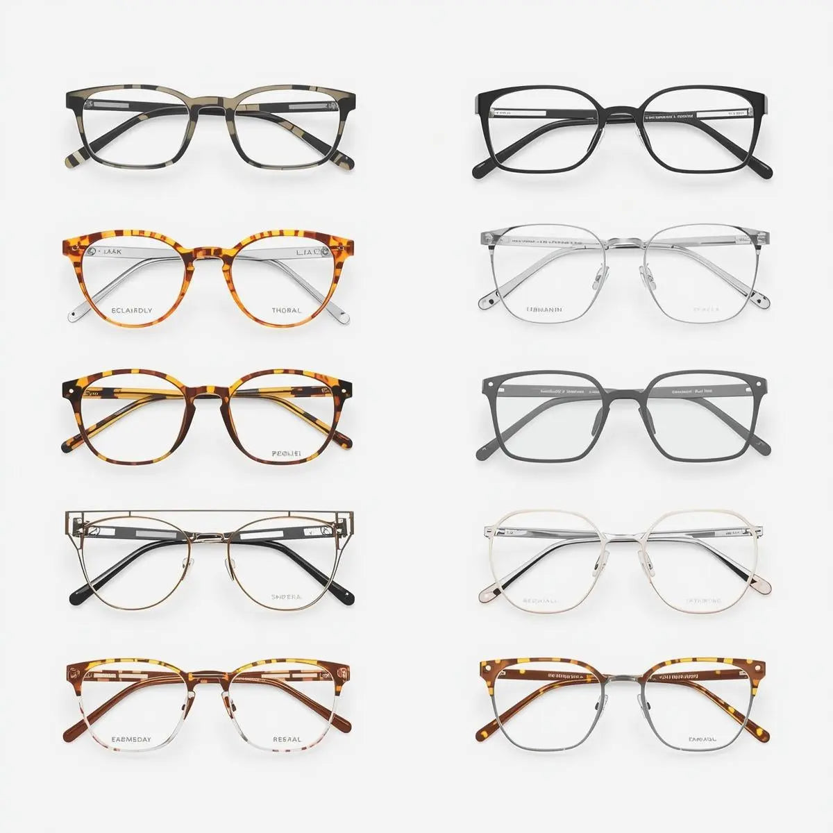 Unisex eyeglasses collection — acetate titanium irregular round square cat eye and polygon frames — FuzWeb