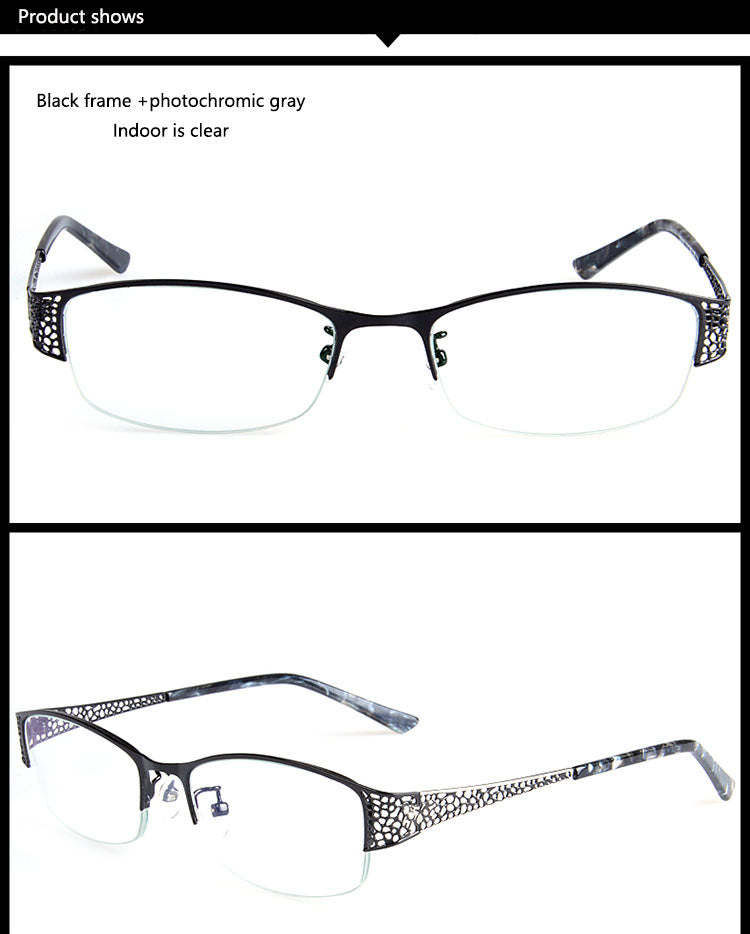 Bclear Womens Alloy Semi Rim Eyeglasses Photochromic P99001 — view 3 | Bclear at FuzWeb