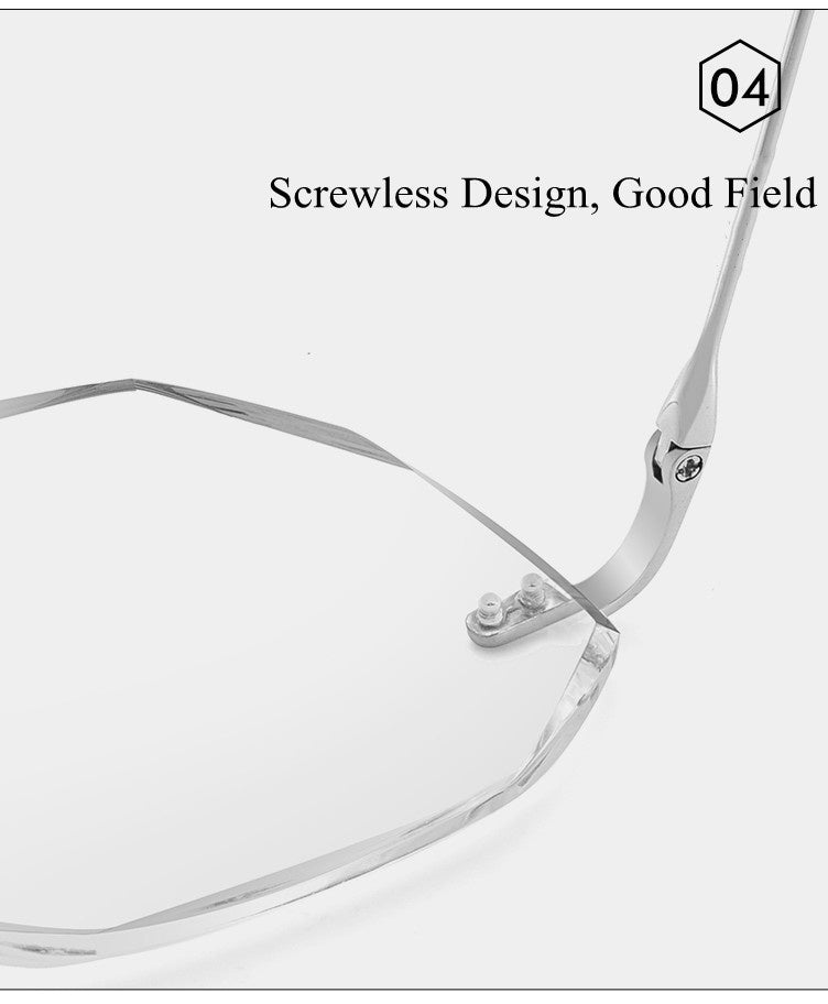 Chashma Womens Rimless Irregular Round Titanium Eyeglasses Tinted Lenses 99219 — view 8 | Chashma at FuzWeb