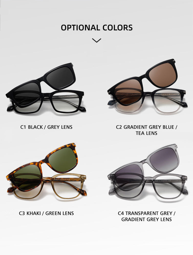 Kansept Unisex Full Rim Square Tr 90 Alloy Reading Glasses Clip On Sunglasses 34206 — view 2 | Kansept at FuzWeb
