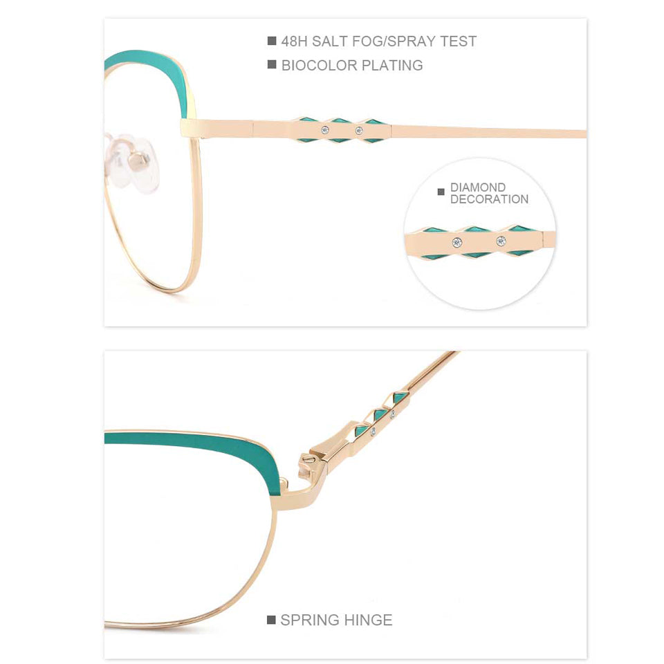 Esnbie Womens Full Rim Square Cat Eye Alloy Eyeglasses 23042 — view 2 | Esnbie at FuzWeb