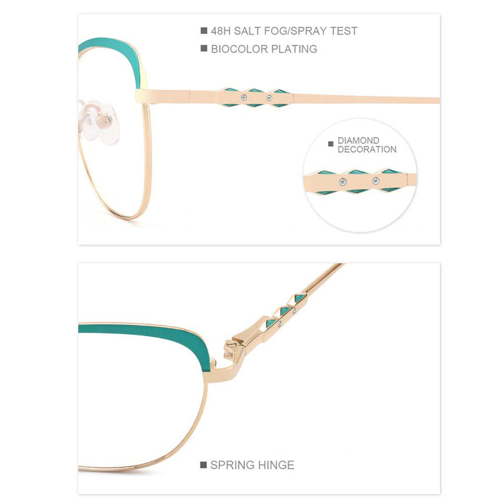 Esnbie Womens Full Rim Square Cat Eye Alloy Eyeglasses 23042 — view 2 | Esnbie at FuzWeb