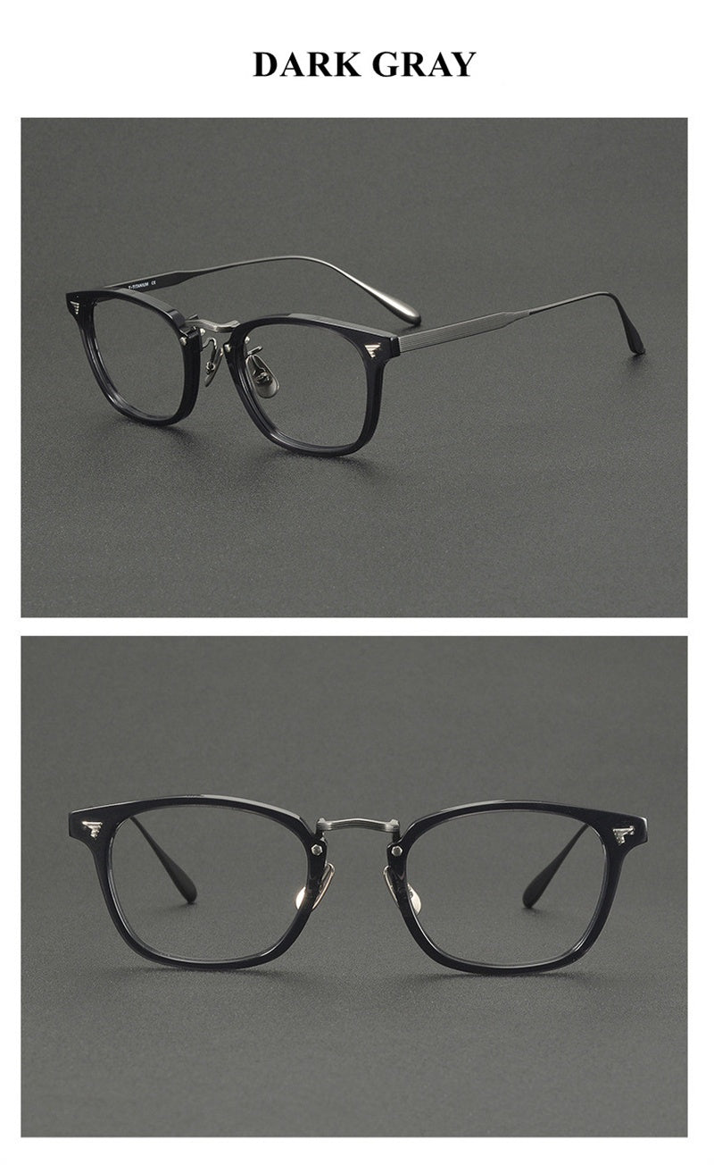 Chashma Ochki Unisex Full Rim Square Acetate Titanium Eyeglasses 881554.
