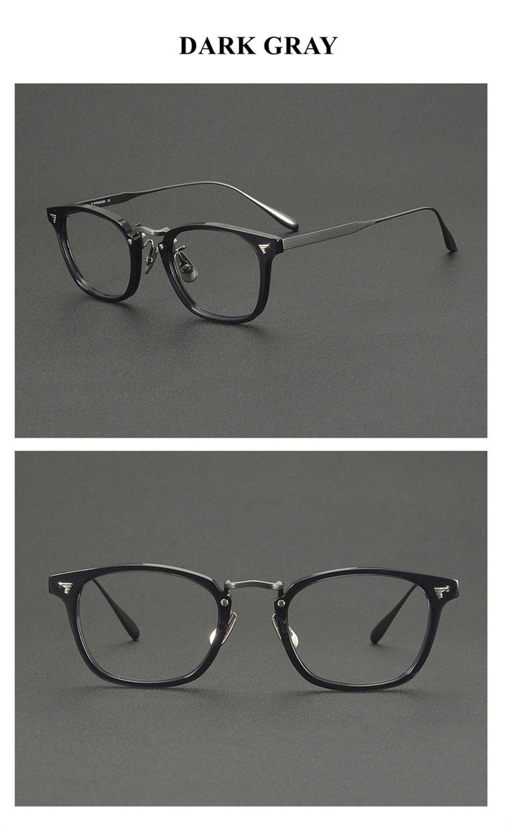 Chashma Ochki Unisex Full Rim Square Acetate Titanium Eyeglasses 881554.
