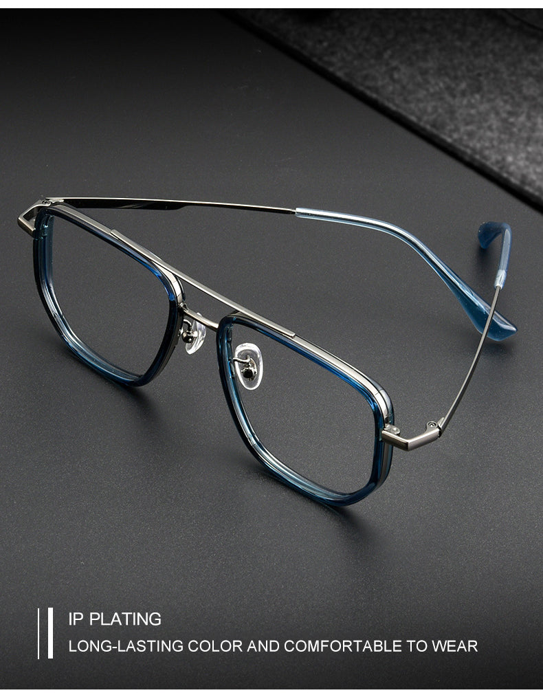 Vicky Unisex Full Rim Square Double Bridge Tr 90 Titanium Reading Glasses  2174 — view 2 | Vicky at FuzWeb