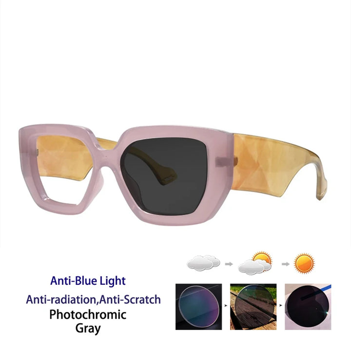 Kocolior Unisex Full Rim Square Acetate Photochromic Reading Glasses 86320.