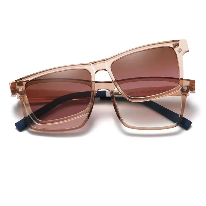 Kansept Unisex Full Rim Square Tr 90 Alloy Reading Glasses Clip On Sunglasses 57703.