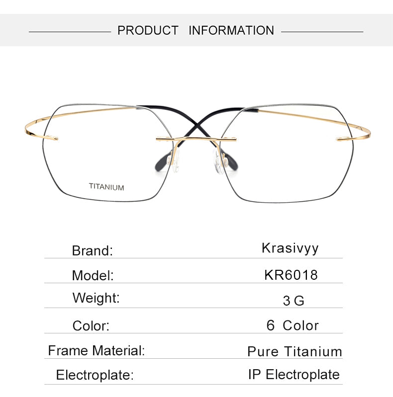 Krasivyy Unisex Rimless Hexagon Titanium Eyeglasses 36018 — view 1 | Krasivyy at FuzWeb