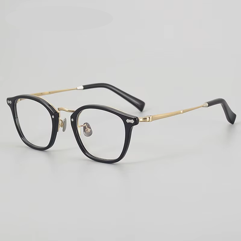 Eleccion Unisex Full Rim Square Titanium Acetate Eyelasses 942142 Full Rim Eleccion Black - Gold