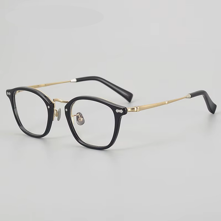 Eleccion Unisex Full Rim Square Titanium Acetate Eyelasses 942142 Full Rim Eleccion Black - Gold