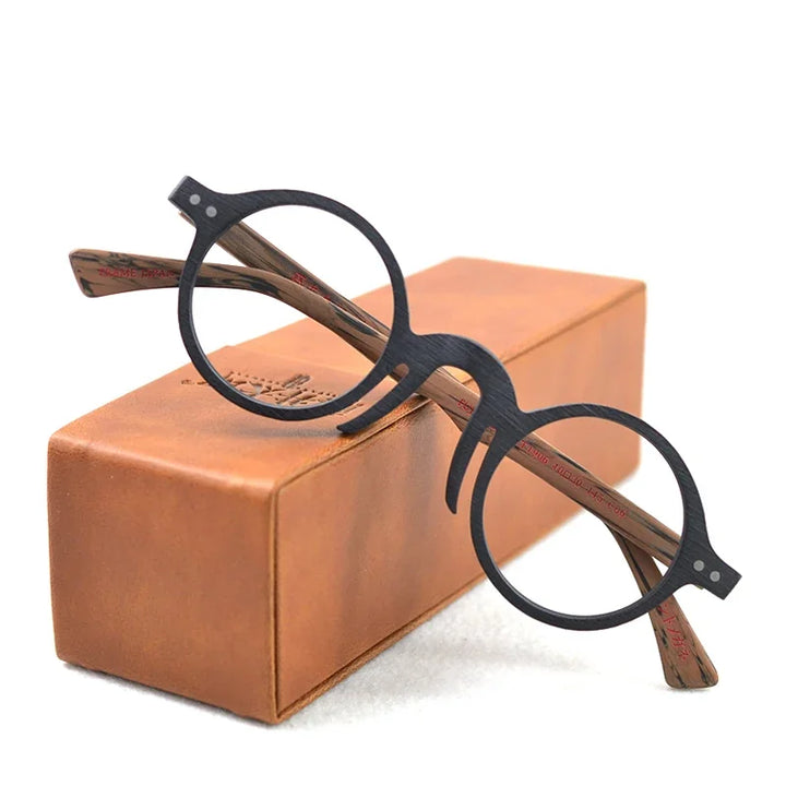 Hdcrafter Womens Full Rim Round Wood Frames 190600 — view 1 | Hdcrafter Eyeglasses at FuzWeb