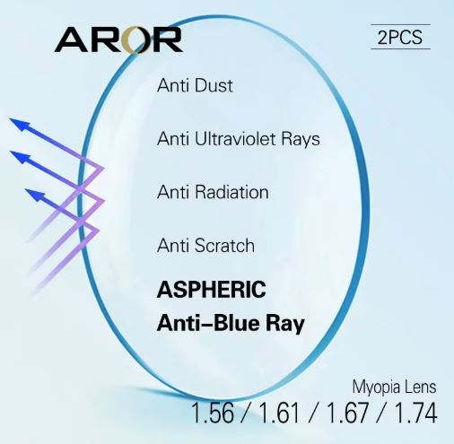 Aror Single Vision Clear Anti Blue Light Lenses Lenses Aror Lenses 1.56