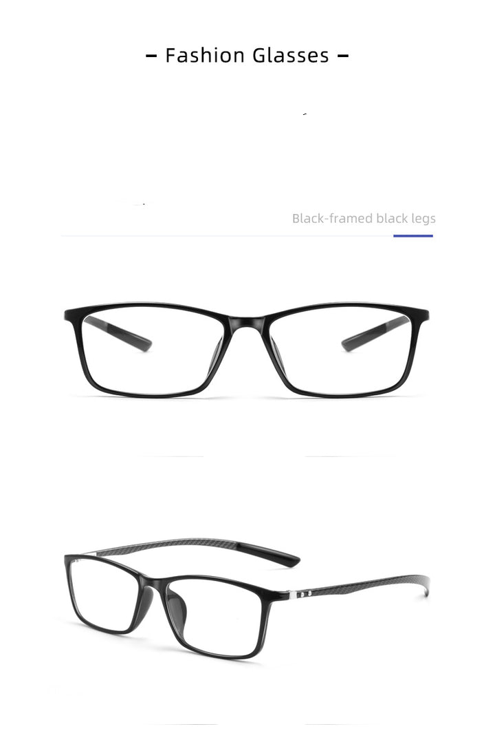 Kocolior Unisex Full Rim Square Carbon Fibre Tr 90 Hyperopic Reading Glasses 0017.