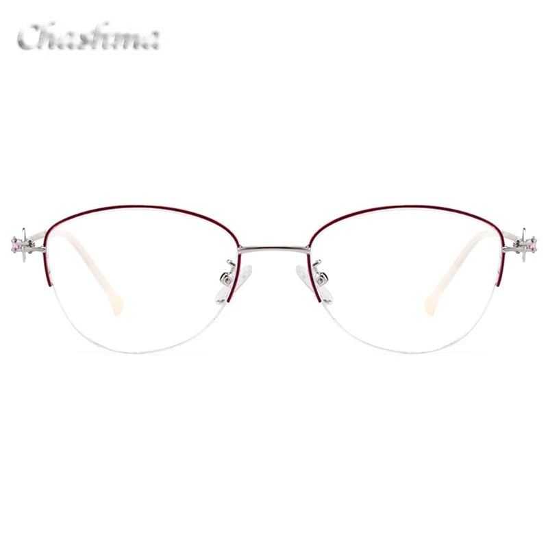 Chashma Ochki Womens Semi Rim Square Cat Eye Stainless Steel Eyeglasses 8025 — view 8 | Chashma Ochki at FuzWeb