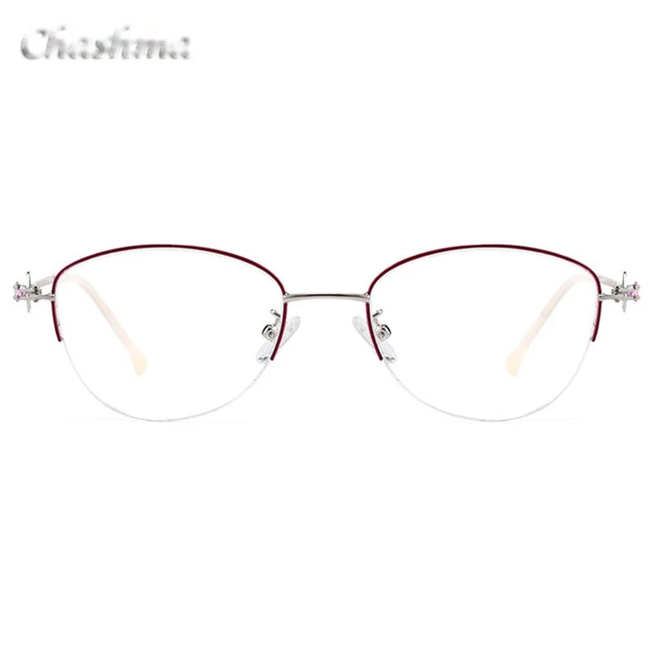 Chashma Ochki Womens Semi Rim Square Cat Eye Stainless Steel Eyeglasses 8025 — view 8 | Chashma Ochki at FuzWeb