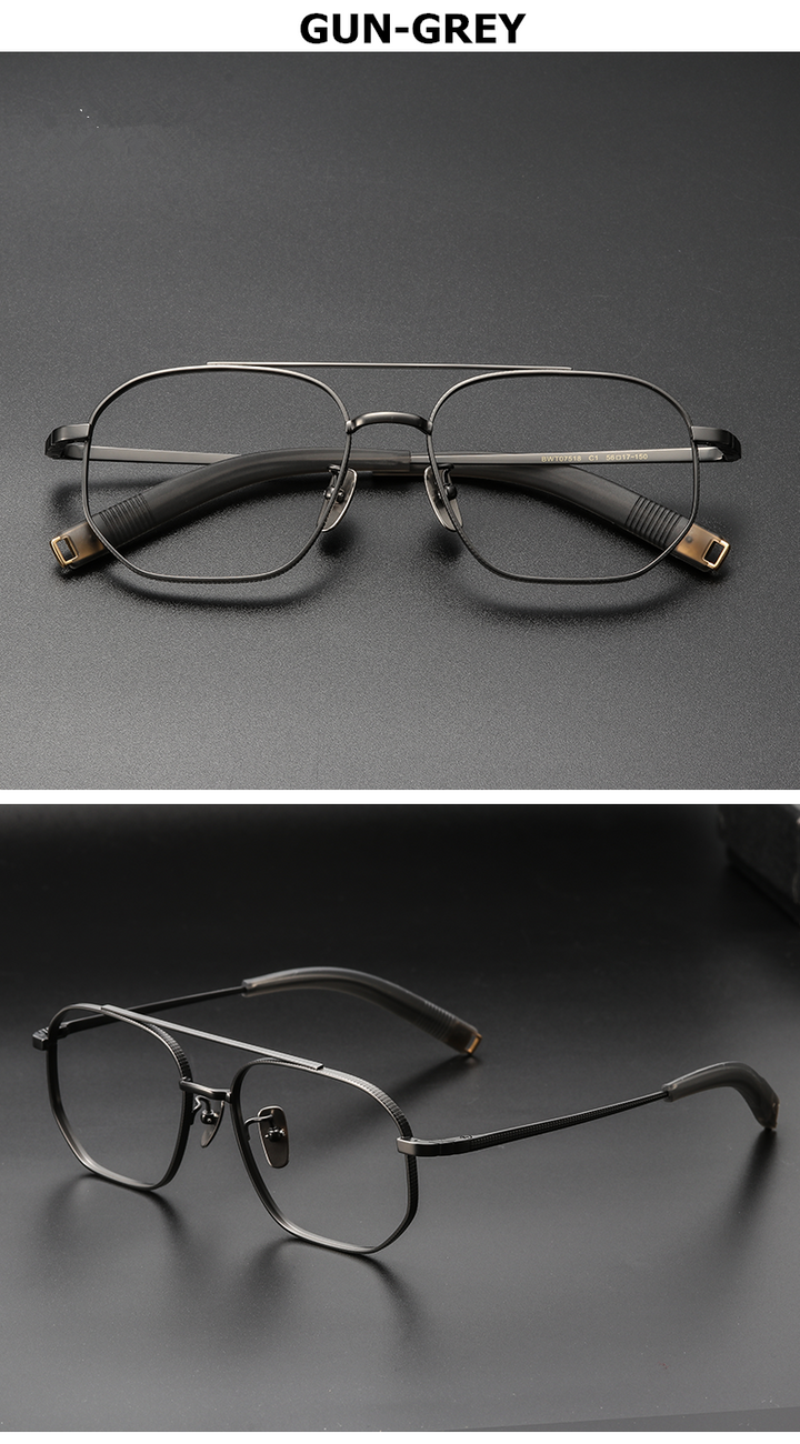 Aimee Unisex Full Rim Big Square Double Bridge Titanium Eyeglasses 5816.