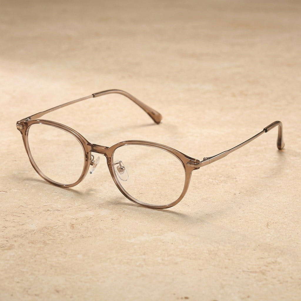 Kansept Unisex Full Rim Oval Tr 90 Metal Frames 180100 1801-LIGHT BROWN