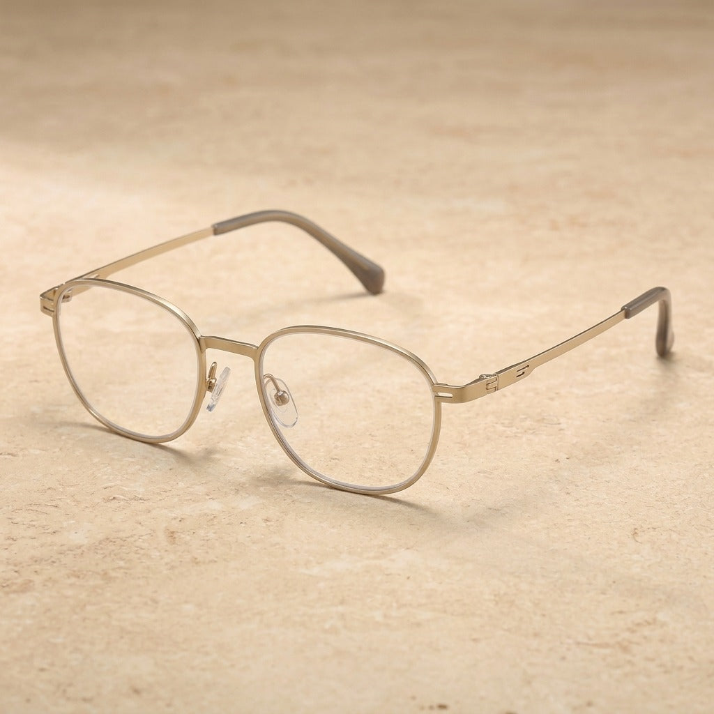 Kansept Unisex Full Rim Oval Round Steel Reading Glasses 72004 2004-CRYSTAL GOLD