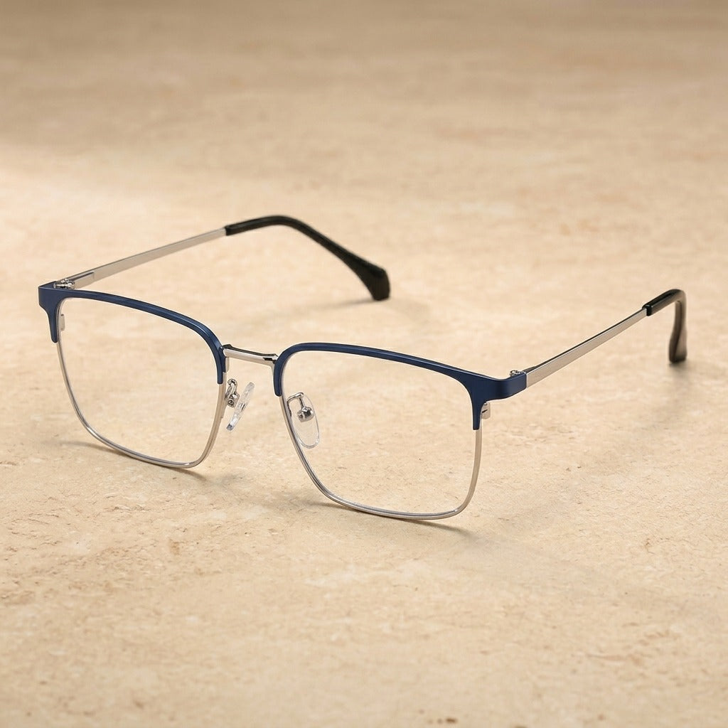 Kansept Unisex Full Rim Square Titanium Frames 202300 2023-BLUE SILVER