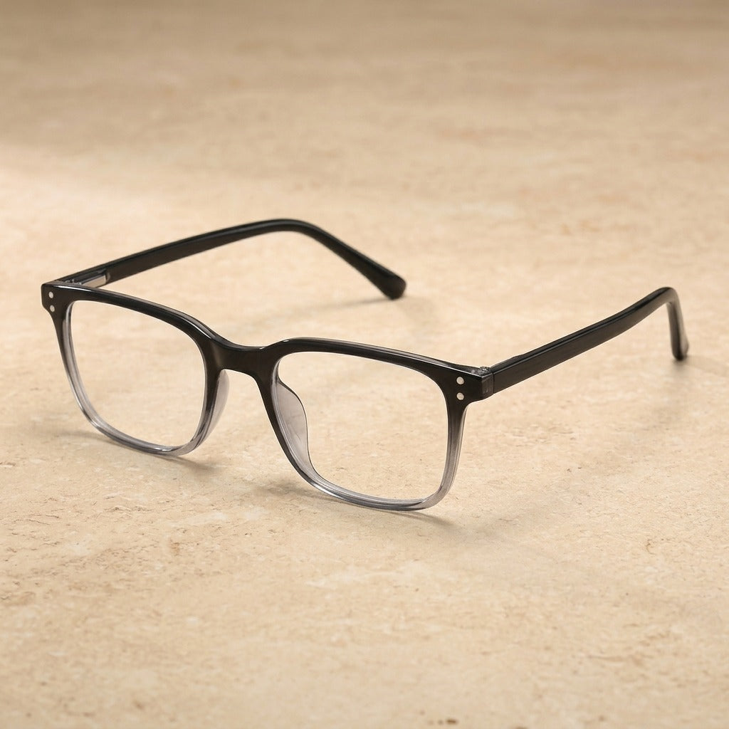 Kansept Unisex Full Rim Square Tr 90 Alloy Reading Glasses 25007 25007C1 BLACK GRAY