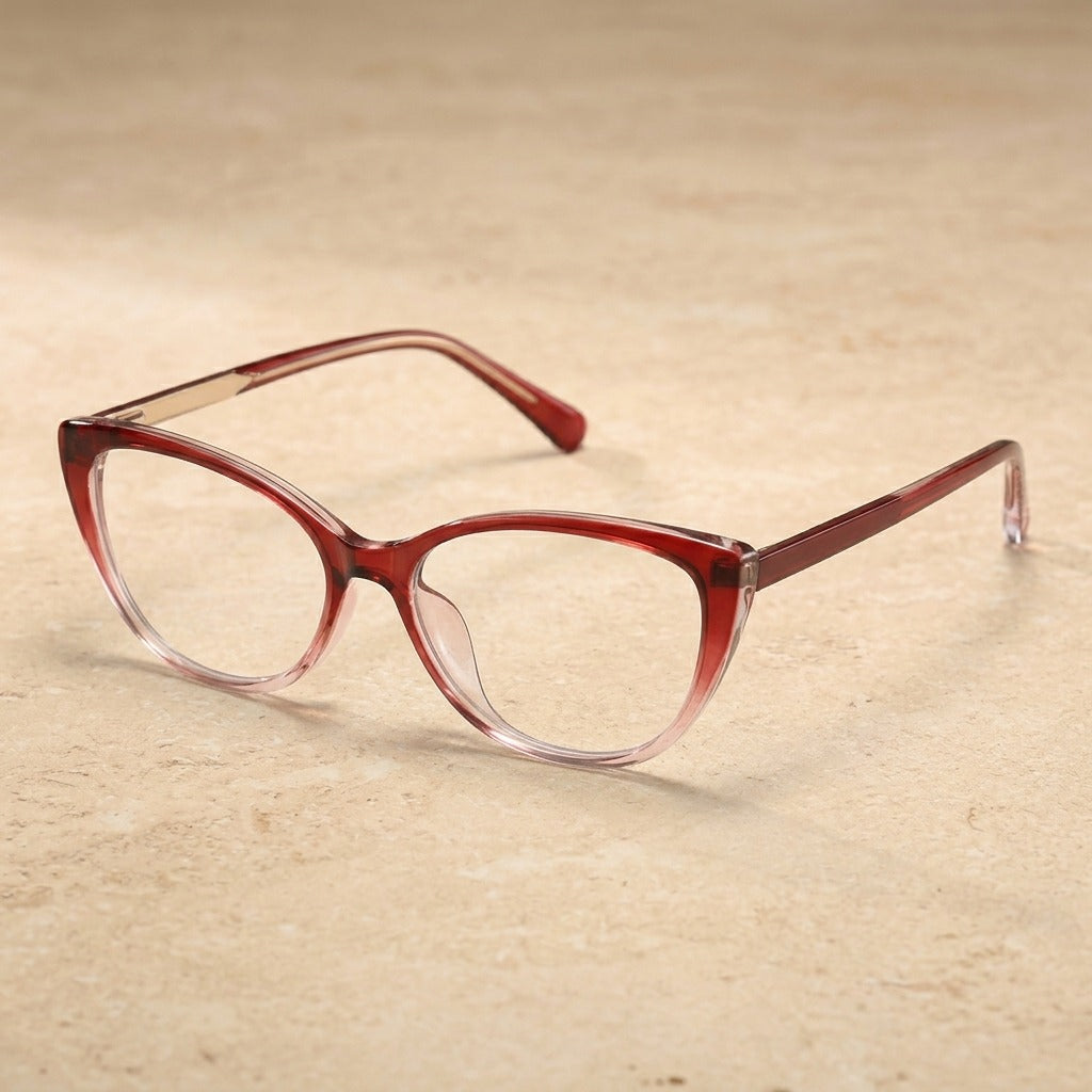 Kansept Women's Full Rim Cat Eye Tr 90 Alloy Reading Glasses 27013 27013C6 RED