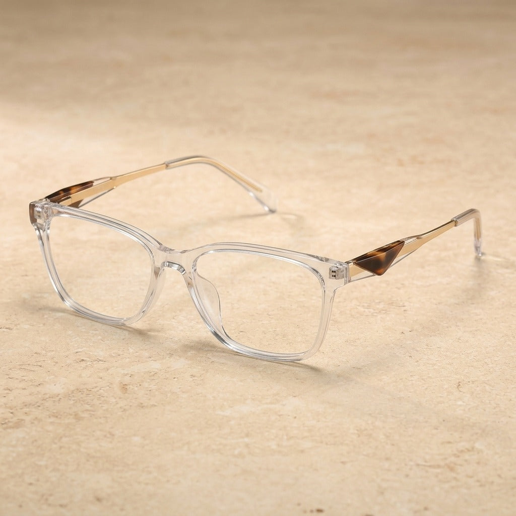 Kansept Women's Full Rim Square Tr 90 Alloy Reading Glasses 27016 27016C3 CRYSTAL