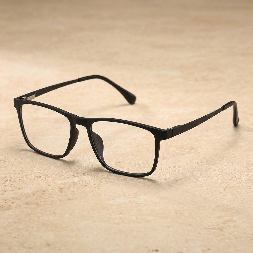 Kansept Men's Full Rim Square Tr 90 Titanium Reading Glasses 53068 3068-BLACK