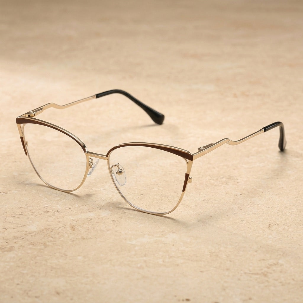 Kansept Women's Full Rim Cat Eye Alloy Frames 680010 68001-Brown