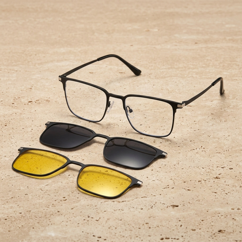 Kansept 25006 Men Polarized Clip-On Alloy Reading Glasses - Matte Black (7012-C2)