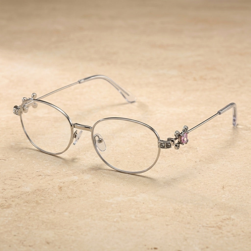 Kansept Women's Full Rim Oval Alloy Reading Glasses 717619 7619-Silver Mercury