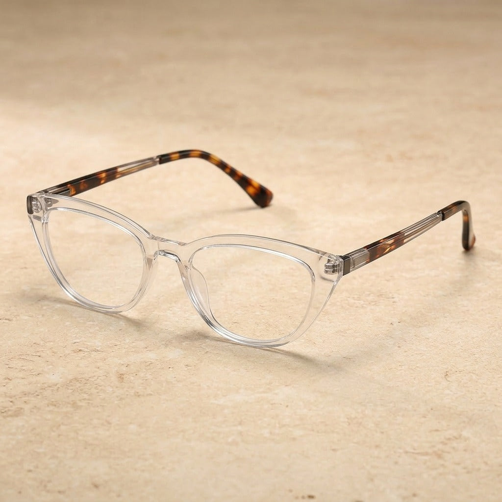 Kansept Women's Full Rim Oval Cat Eye Tr 90 Alloy Reading Glasses 58338 8338 CRYSTAL