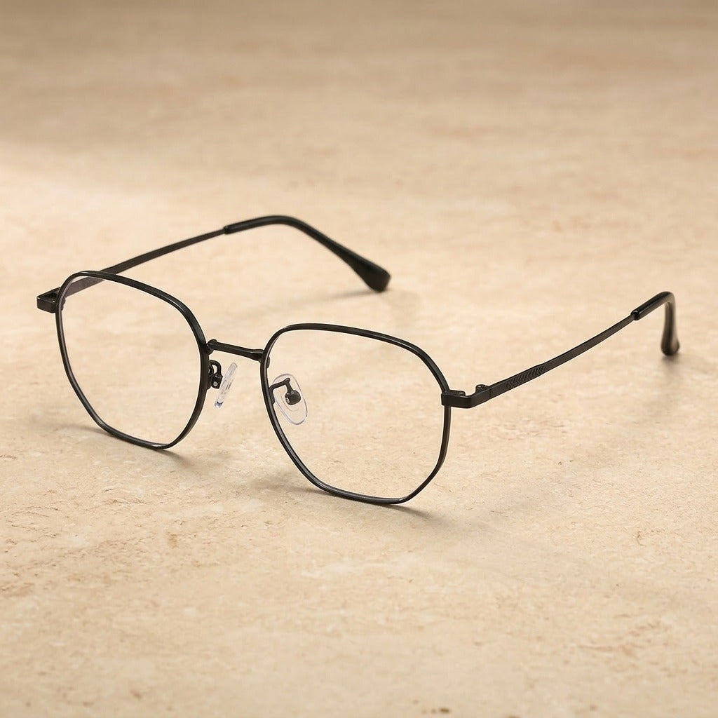 Kansept Women's Full Rim Flat Top Polygon Titanium Reading Glasses 486604 86604-Black