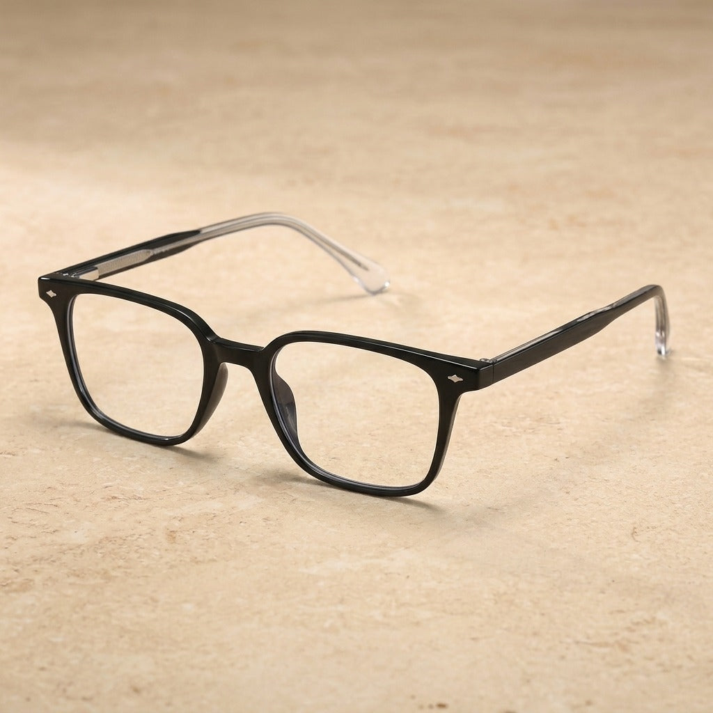 Kocolior 280010 Unisex Full Rim Oval Square Tr 90 Alloy Frames — Black