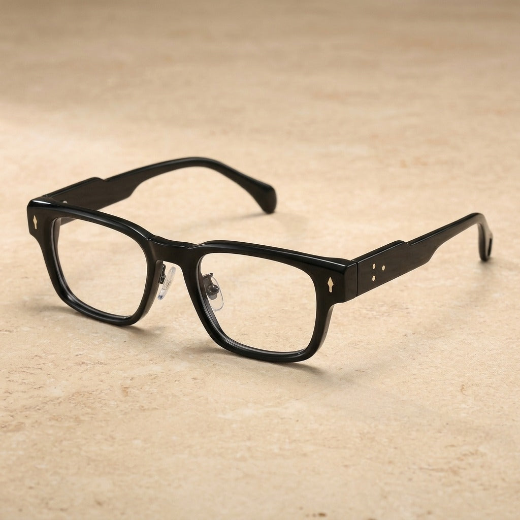 Kocolior Unisex Full Rim Rectangle Acetate Sunglasses 341000 — Black