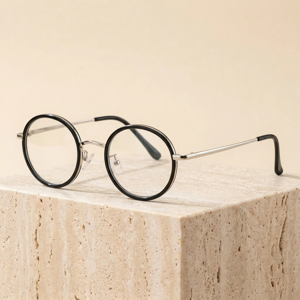 Chashma Ochki Unisex Full Rim Round Alloy Reading Glasses 618 - Black