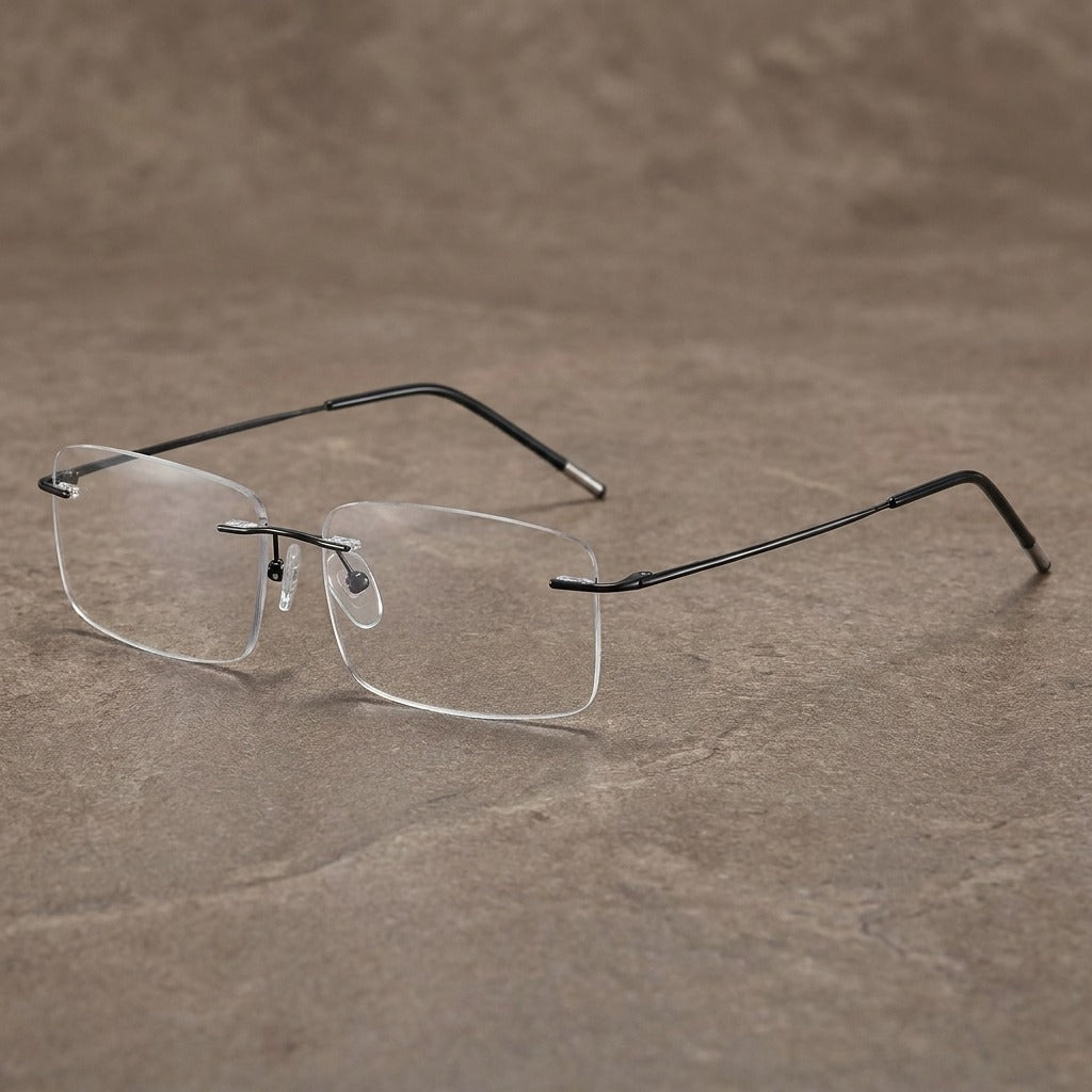 Kansept Women's Rimless Square Titanium Reading Glasses 274011 BLACK