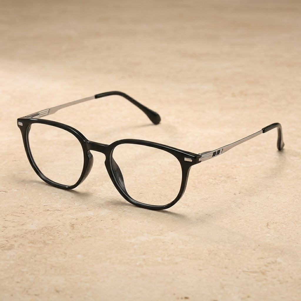 Kocolior 691001 Unisex Full Rim Square Tr 90 Titanium Frames — Black