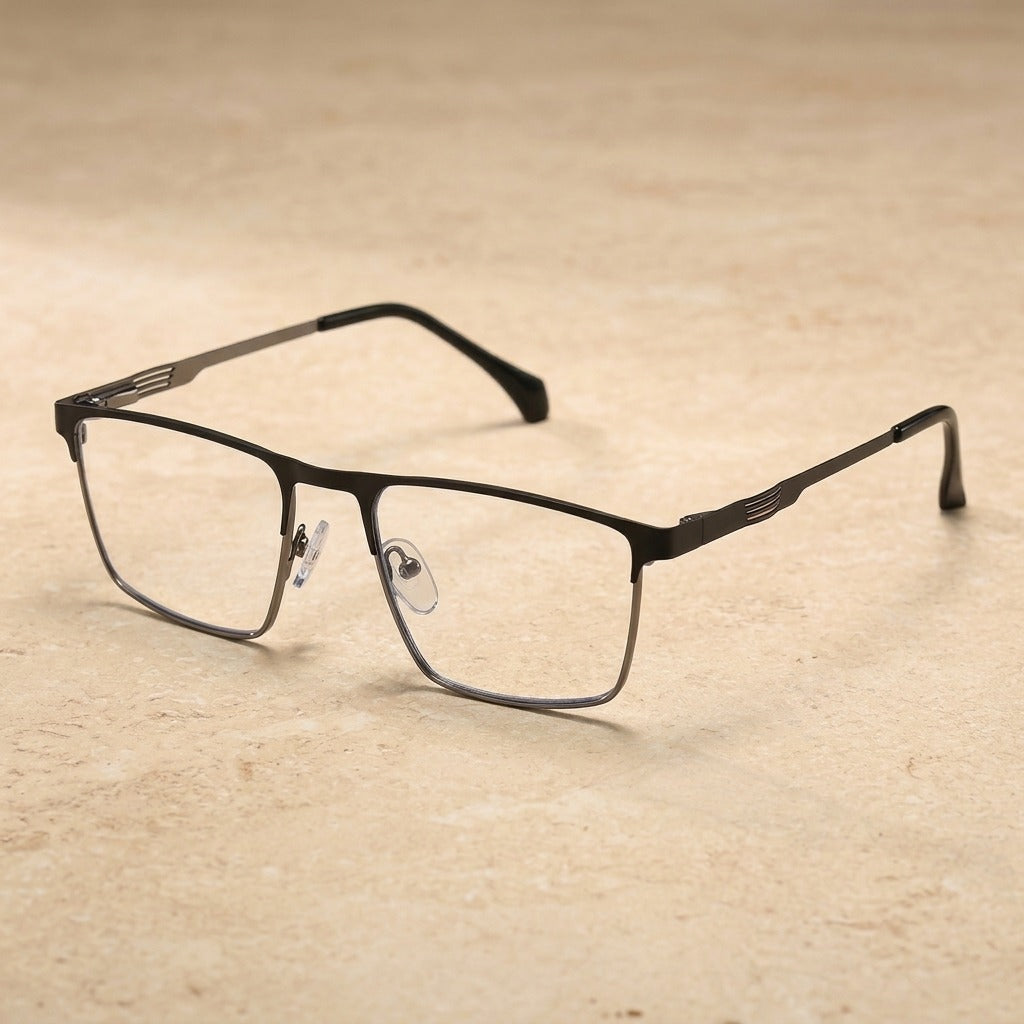 Kocolior 619474 Unisex Full Rim Square Brow Line Alloy Frames — Black