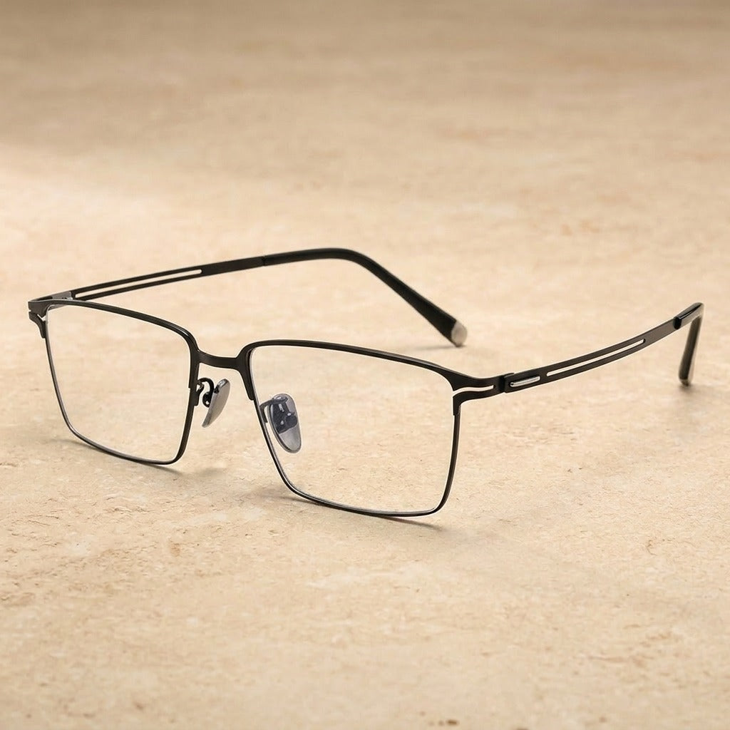 Kansept Men's Semi-Rim Square Browline Alloy Reading Glasses 66008 — view 1 | Kansept at FuzWeb