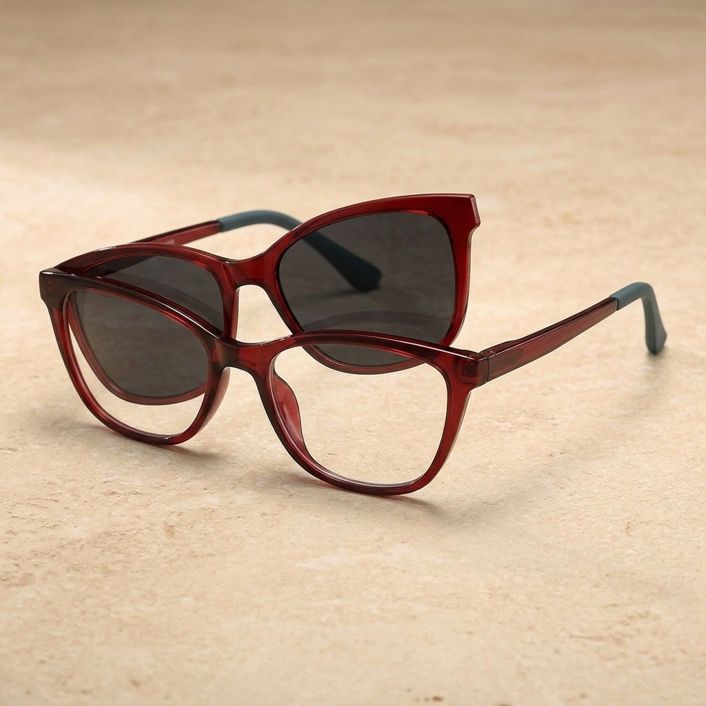 Kansept Women's Full Rim Cat Eye TR90 Clip-On Reading Glasses 7704 — view 1 | Kansept at FuzWeb