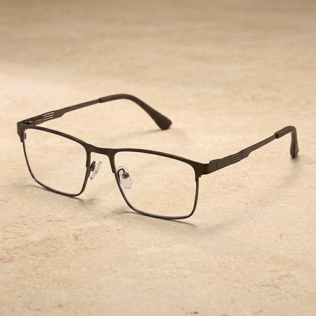 Kocolior 660710 Men's Full Rim Square Tr 90 Alloy Frames — Coffee