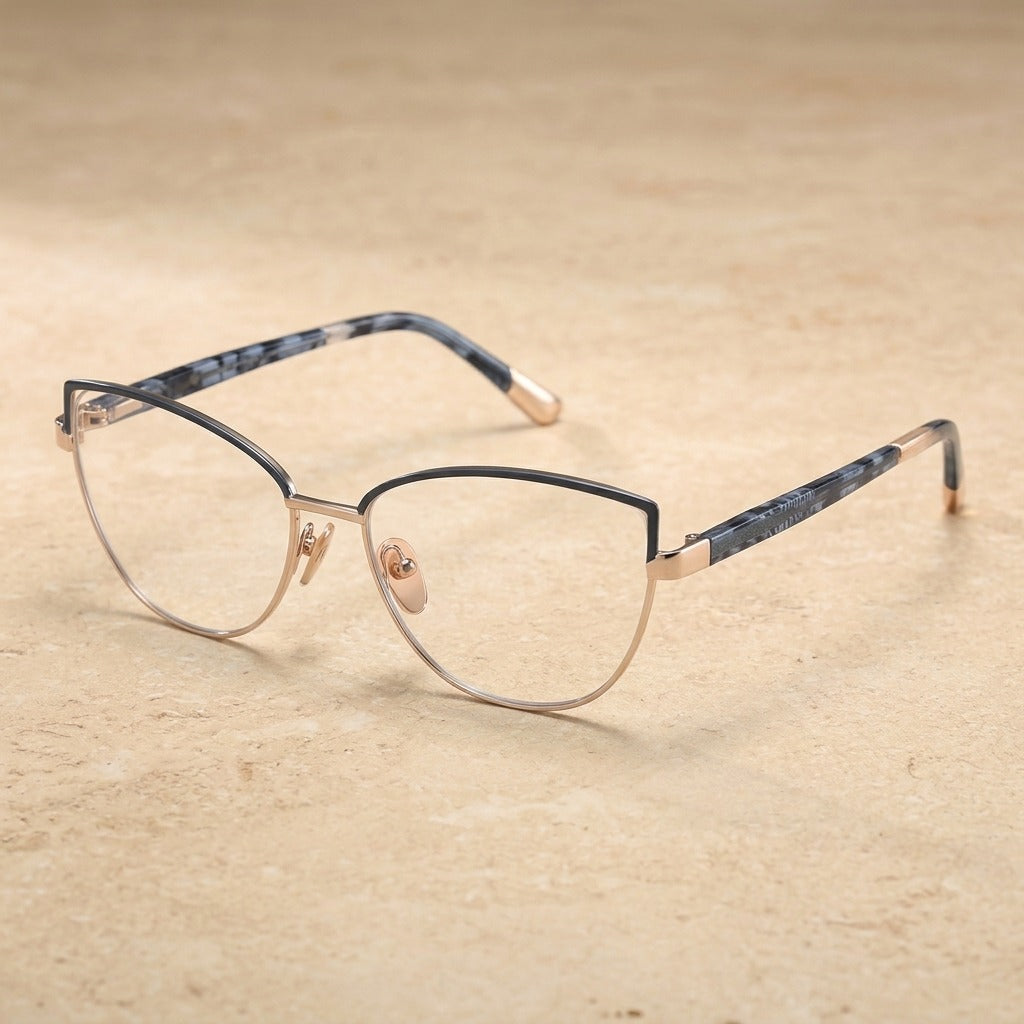 Kansept Women's Full Rim Oval Cat Eye Alloy Reading Glasses 791571 FK1571C3 BLUE