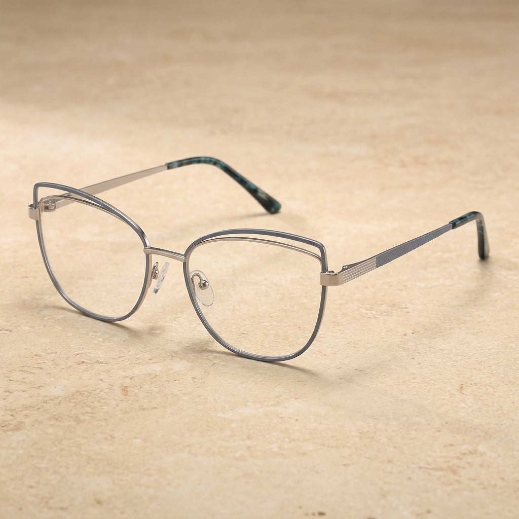 Kansept Women's Full Rim Oval Cat Eye Tr 90 Alloy Reading Glasses 51809 FL1809C2 GRAY
