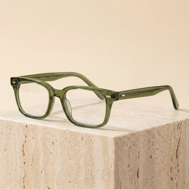 Cubojue Unisex Full Rim Square Oversized Tr 90 Titanium 152mm Myopic Reading Glasses Oz3320 - Green
