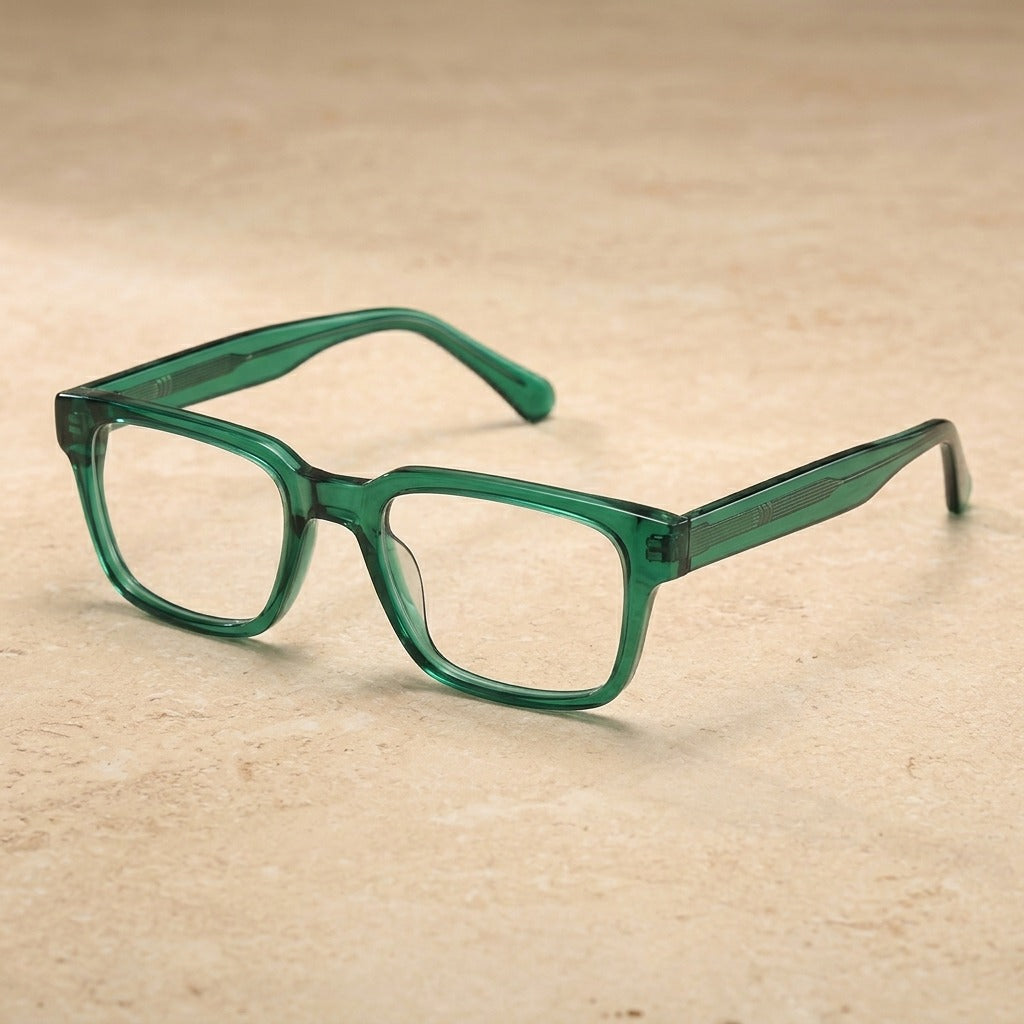 Kocolior 320500 Unisex Full Rim Square Thick Acetate Fibre Frames — Green