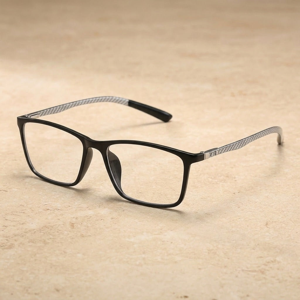 Kansept Women's Full Rim Square Tr 90 Carbon Fiber Reading Glasses 230017 H0017C2 SILVER
