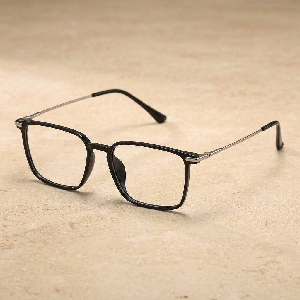 Kansept Unisex Full Rim Square Tr 90 Titanium Frames 005100 JH005-BK SILVER